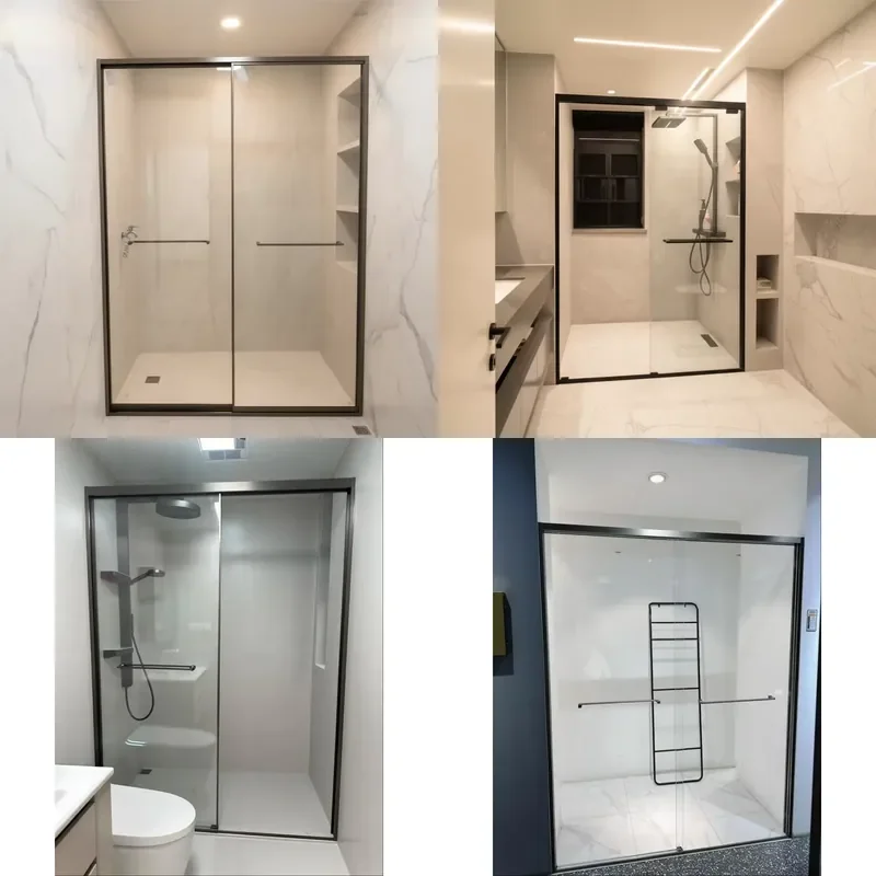 for Custom Projects Semi Frameless Sliding Shower Door Clear Glass Chrome Easy Cleaning 4 Year Warranty