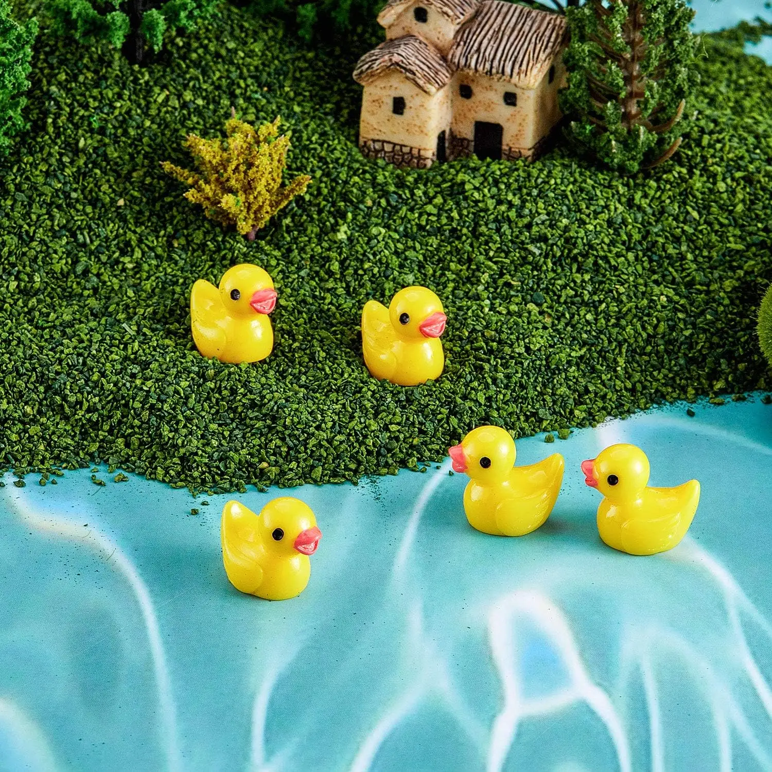 100 Uds Mini ranas de resina flamencos y patos miniaturas de animales-adorno de jardín de hadas, micropaisaje manualidades DIY decoración en maceta