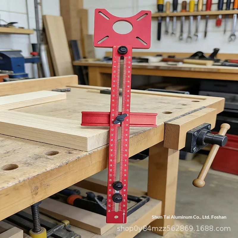 hit productCross-border 6063 Aluminum Alloy Woodworking Edge-Trimming Router Round-Hole Slotting Locator Ruler Guide Rail Auxili