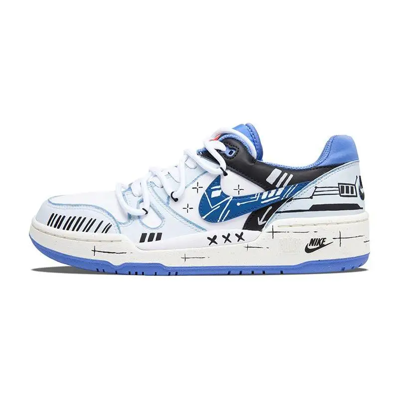 【Customize】Nike Full Force Skateboarding Shoes Men Low-top Blue/white/black Sneakers shoes FB1362-100