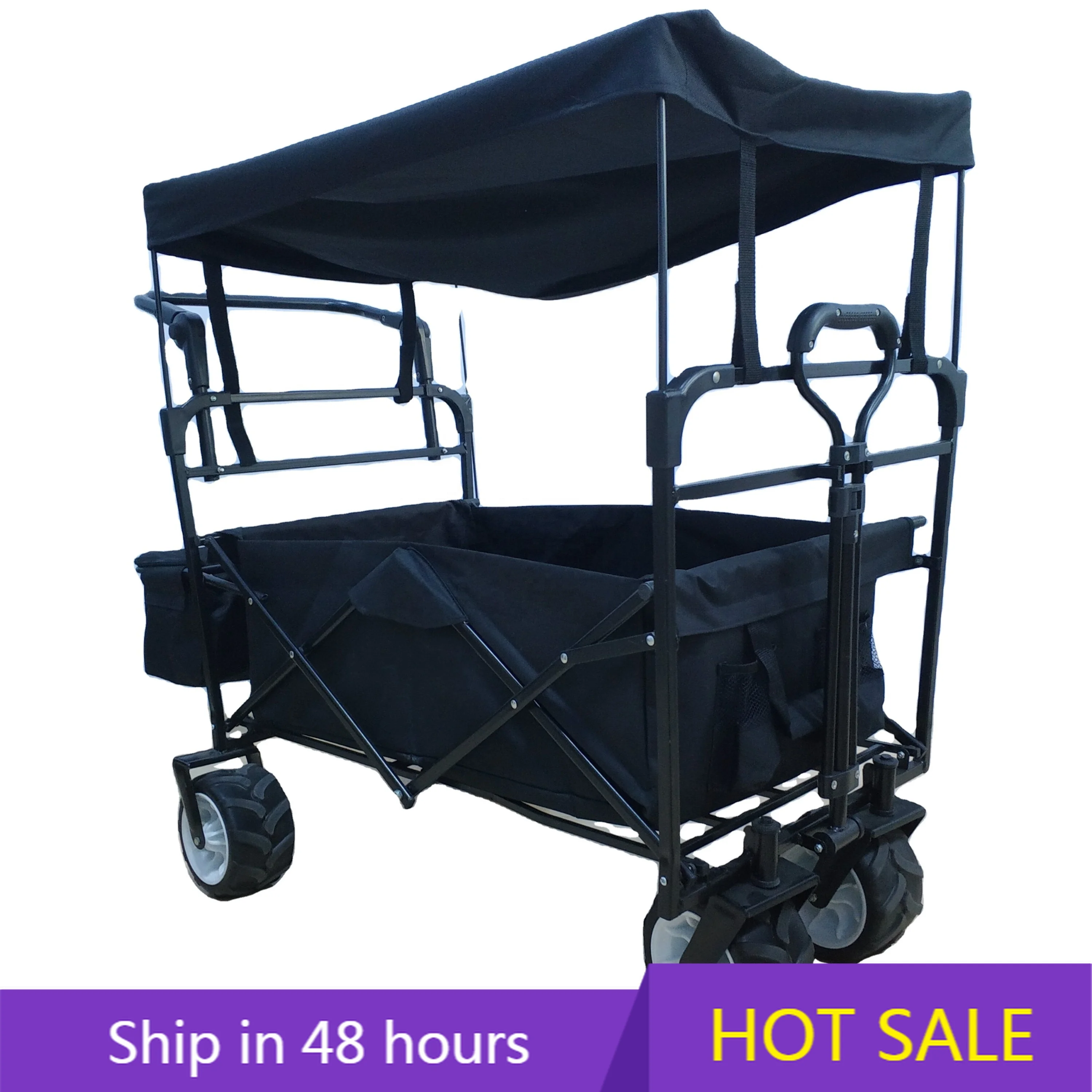 

POWER LEAP Portable Metal Folding Wagon Cart Collapsible Outdoor Carry Trolley for Beach Camping Picnics Garden Tools for Shoppi