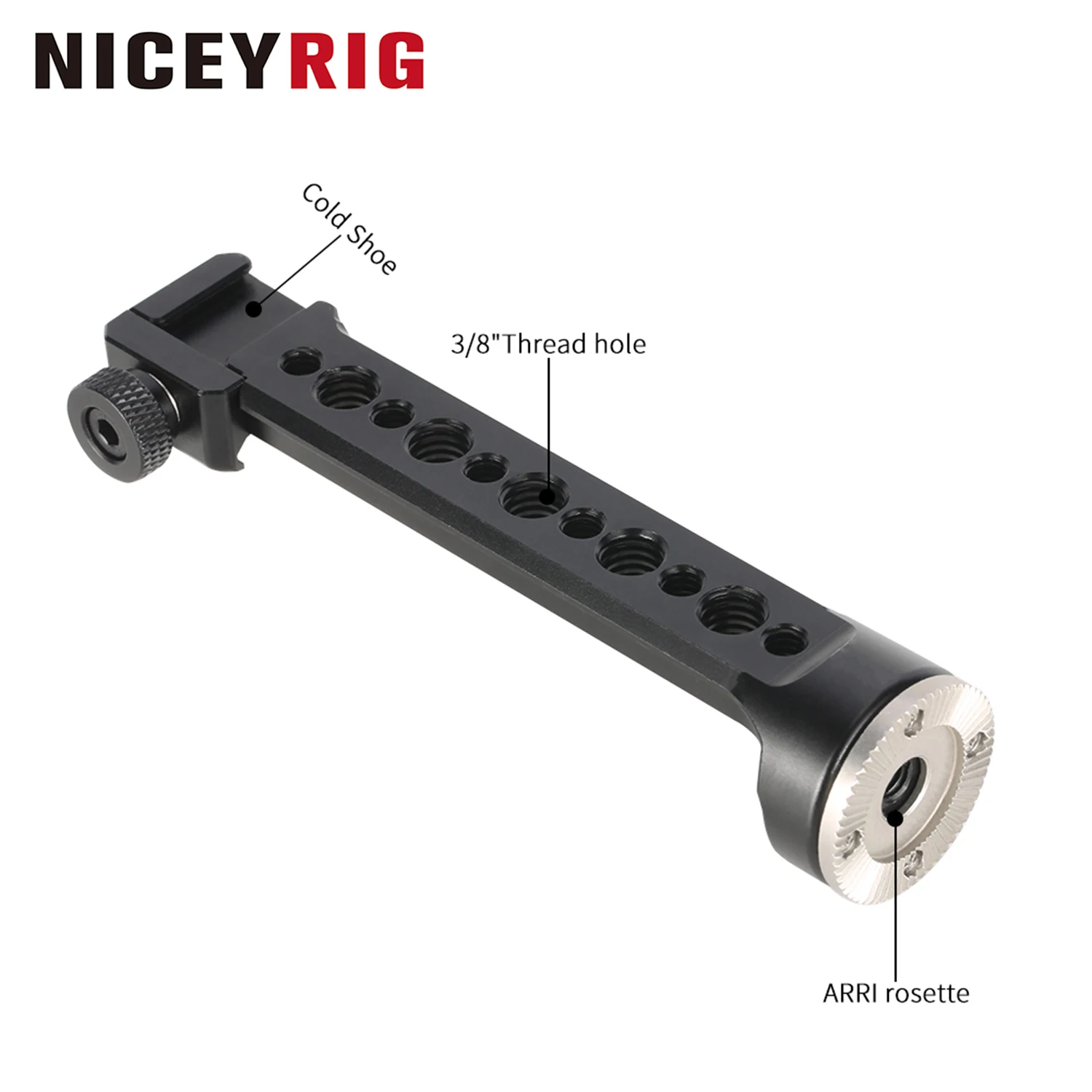 

NICEYRIG Rosette Mount Bracket Extension Arm with NATO Lock Clamp, Quick Release Rail, Microphone Cold Shoe for Rosette Handle