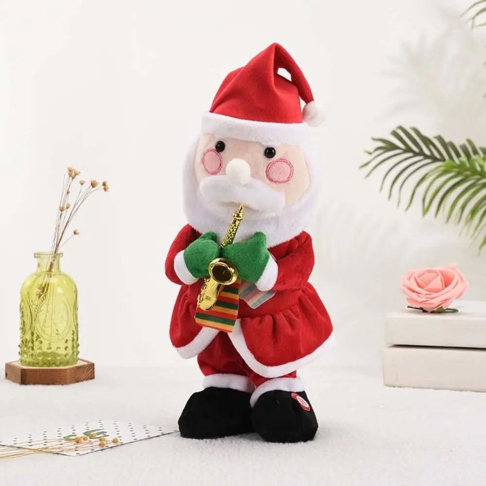

Cute Santa Claus Christmas 35cm Funny Electric Blowing Saxophone Ornaments Dancing Singing Stuffed Toys Gifts