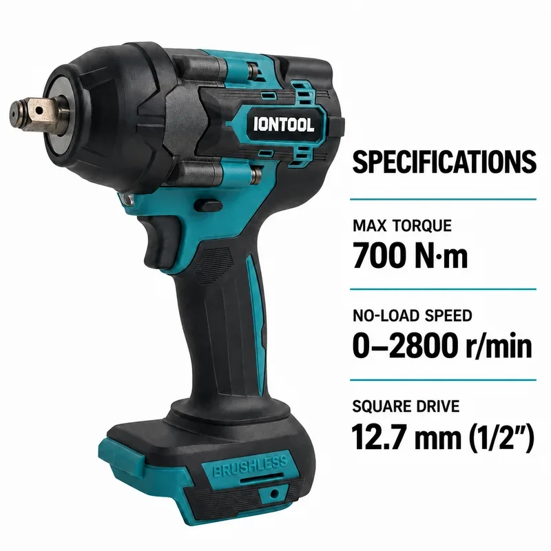 IONTOOL 700N·m 1/2 Inch Impact Wrench Only Cordless Power Tool for Machinery Bolt Disassembly and Workshop Maintenance