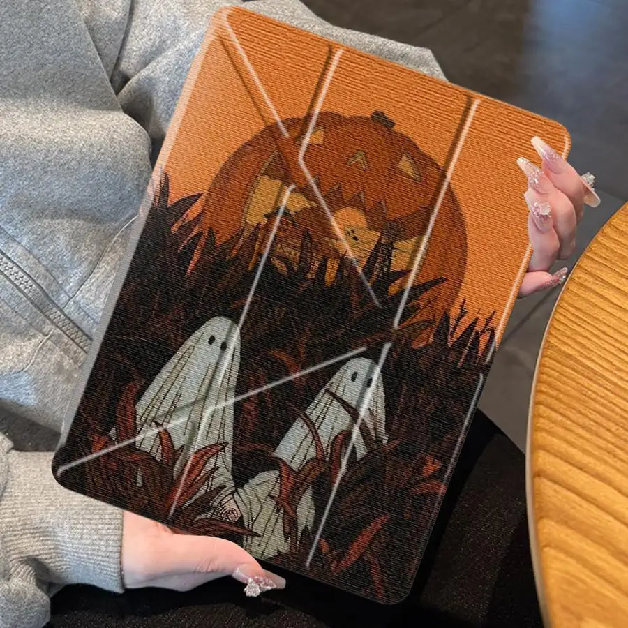 Ghost Pumpkin Field with Pencil Slot Case for Apple iPad 9th Pro M4 13 2025 2026 Mini 7 6 5 12th 10th Gen Air 8 M2 M3 3 11th Air