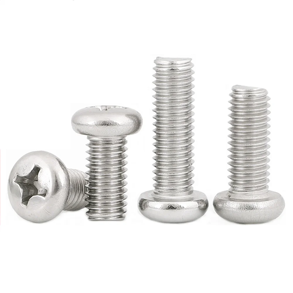 100 pz viti a testa tonda con intaglio a croce PM M1.2 M1.4 M1.6 M2 M2.5 A2-70 vite a croce in acciaio inossidabile