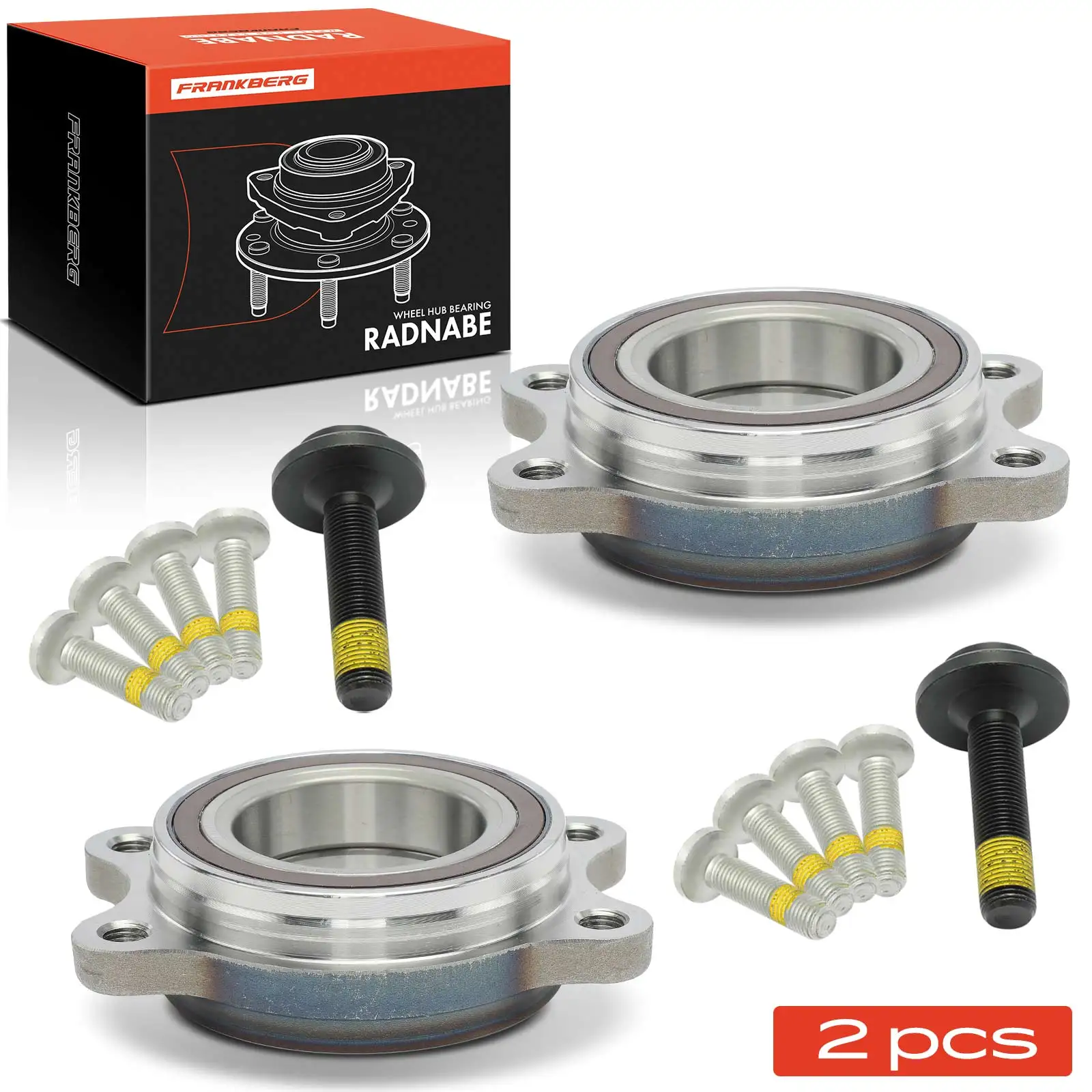 Frankberg 2x Wielnaaf Wiel Lager Set Achter en Achteras voor Audi A4 Allroad Avant A5 Cabriolet Sportback A6 A7 A8 Q5 Busje 4H0498625B