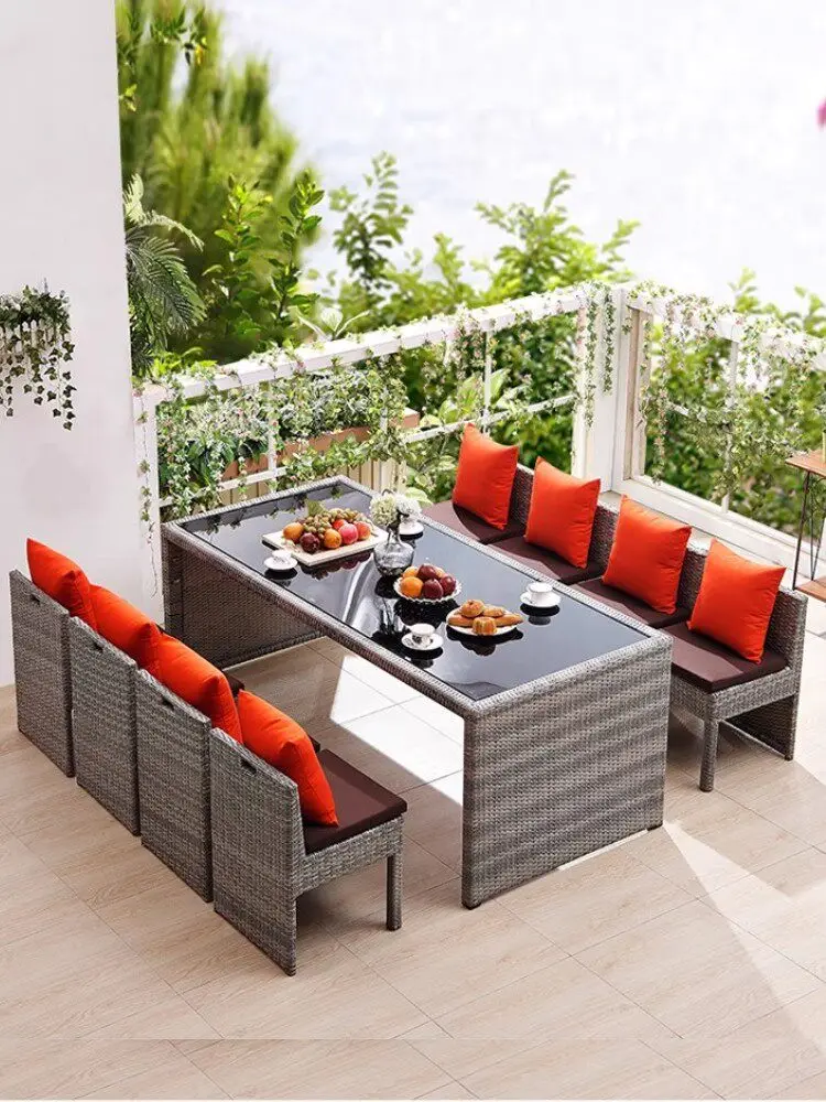 

Outdoor courtyard table and chairs, villa balcony, leisure rattan table and chair combination