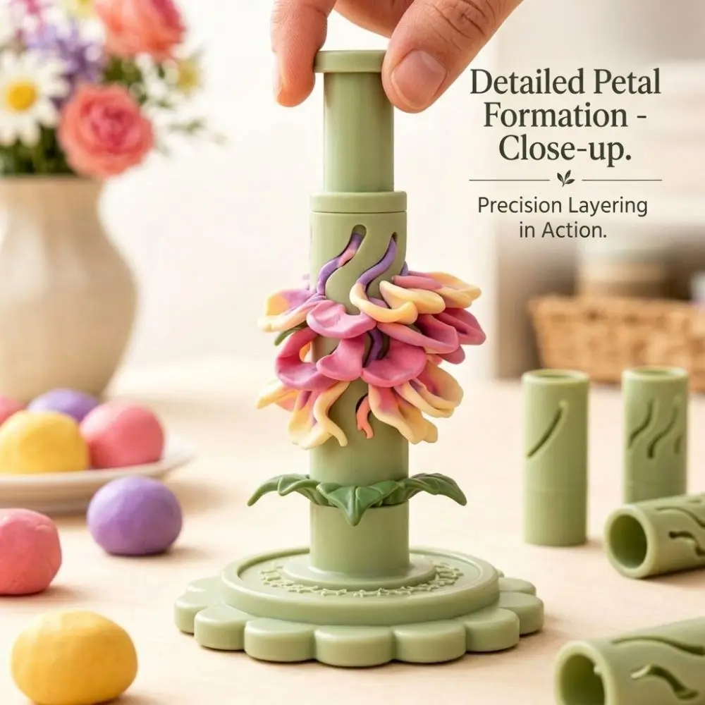 3D Printed Clay Flower Making Tool Handmade Multi-Cavity Clay Bloom Shaping Sleeves Hand DIY Easy-Press Modular Clay Bloom Maker