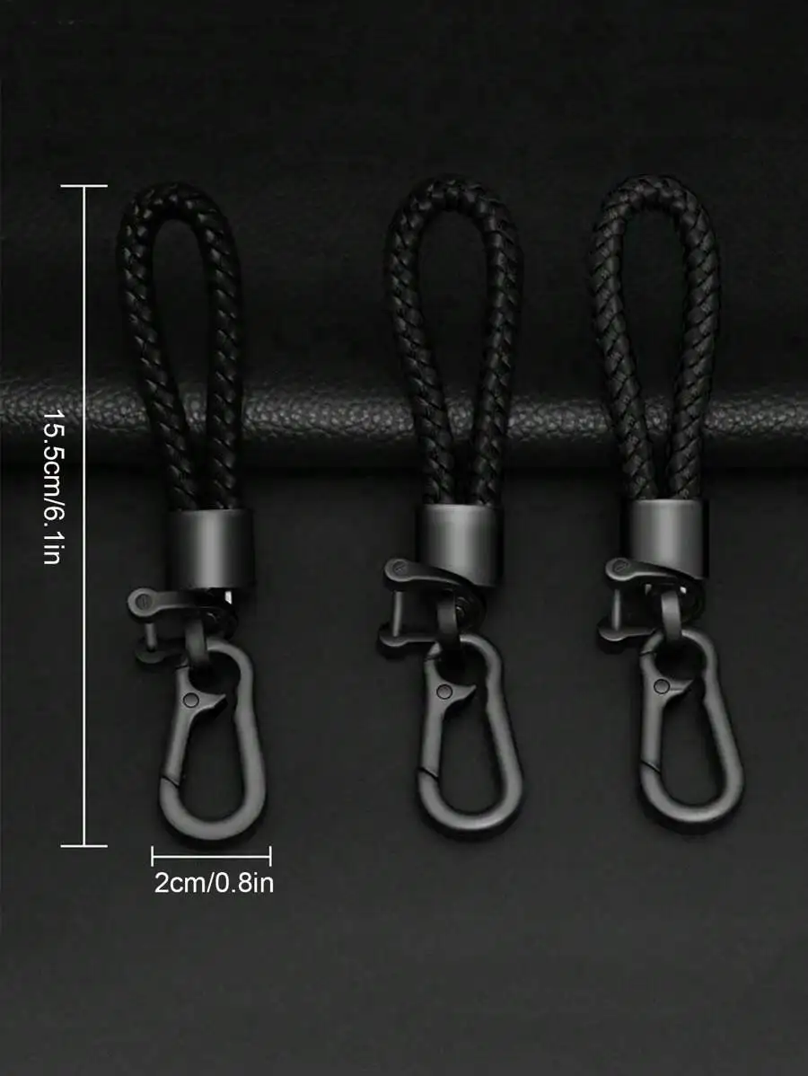 

Black Braided Rope Keychain With Metal Carabiner For Adults Unisex