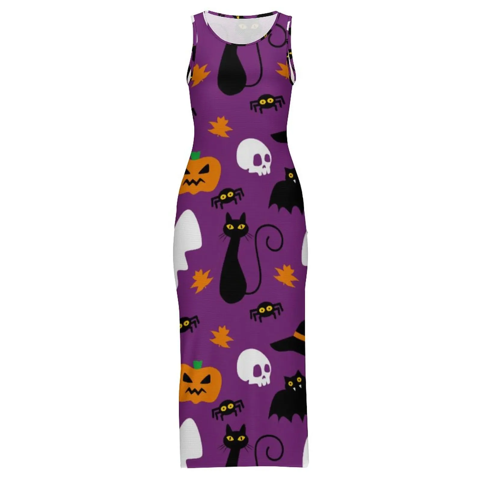 Cute Halloween Dress Sleeveless Ghost And Skull Street Fashion Maxi Dresses Club Sexy Bodycon Dress Women Big Size Vestidos