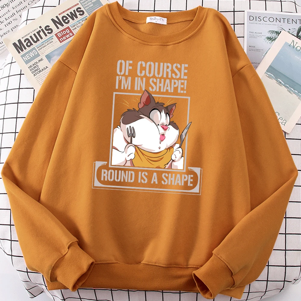 Meme Of Course I'M In Shape Round Is A Shape Male Hoodies Crewneck Casual Pullover Fashion Oversized Autumn Streetwear Men Tops