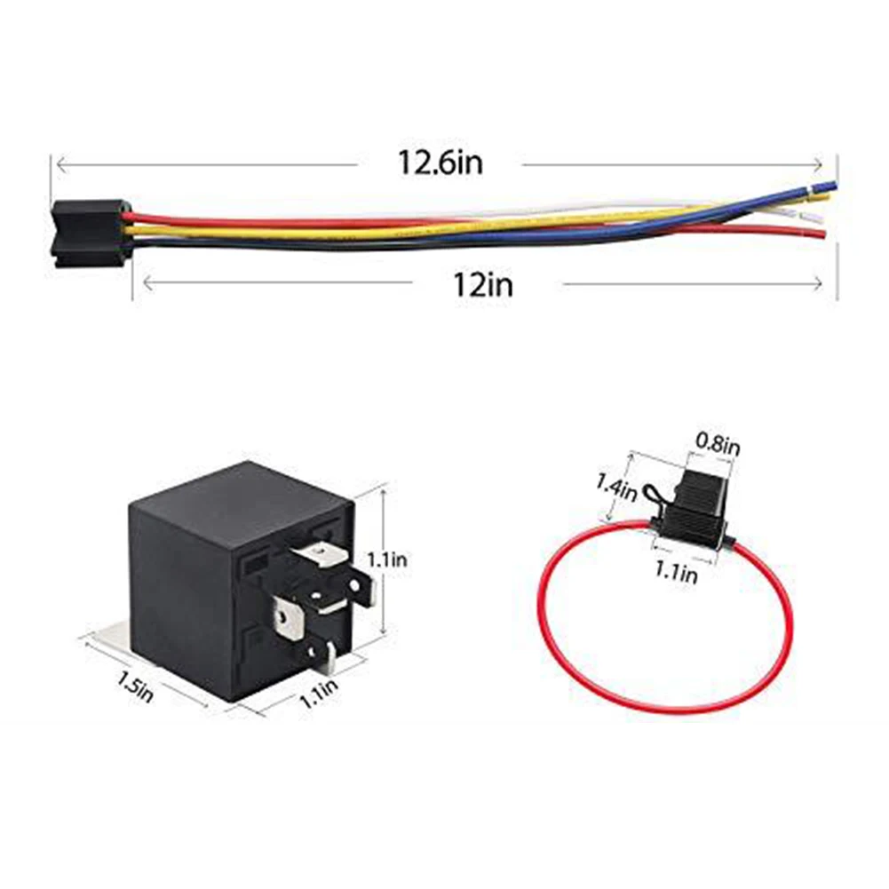 5-Pin 30/40A 12V SPDT Relays Interlocking Relay Sockets In-line ATC Fuse Holders For Truck Car Van Motorcycle