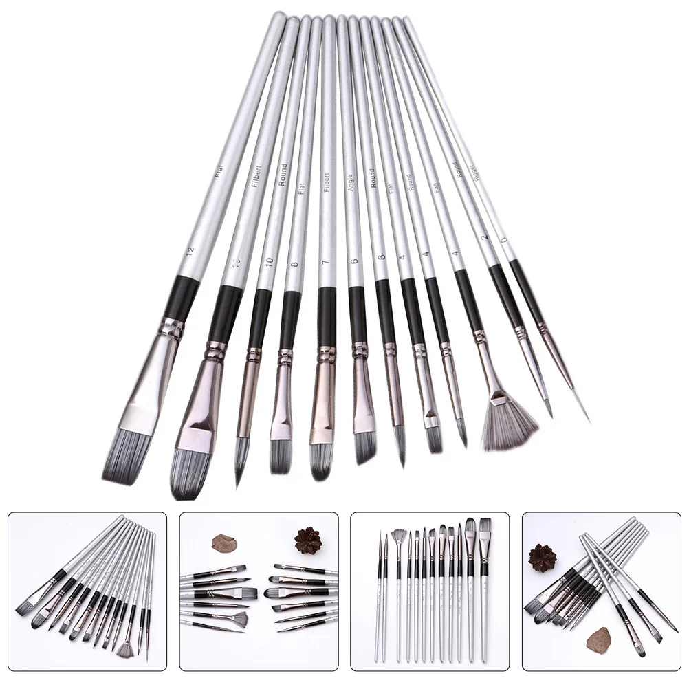 

12Pcs Professional Art Student Painting Brushes Set Watercolor Oil Pigment Mixing Paint Brush Set Painting Brush Kit
