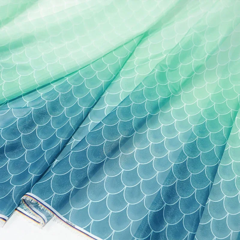 

Gradient Dragon Scale Pattern Print Fabric for DIY Swimsuit Fairy Princess Dress Cosplay Party Costumes Sewing Materials