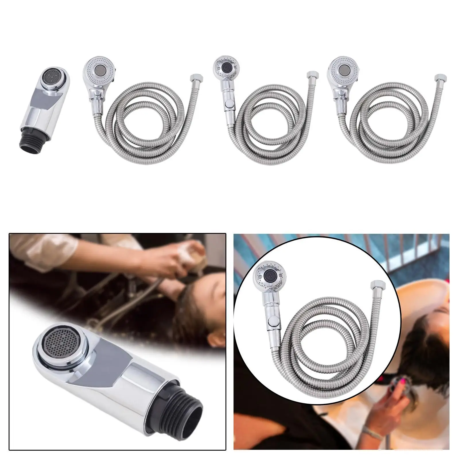 Shampoo Adapter Shower Sprayer Head Compact Massage Spa Faucet Attachment for Home Salon Barber