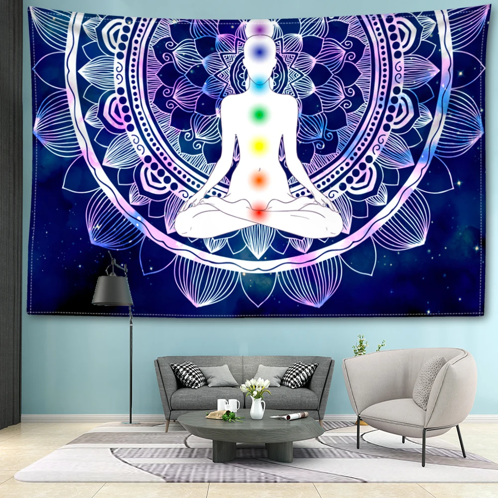 Seven Chakras Meditation Mandala Printed Tapestry Decoration Tapestry Wall Hanging Art Wall Hanging Decoration