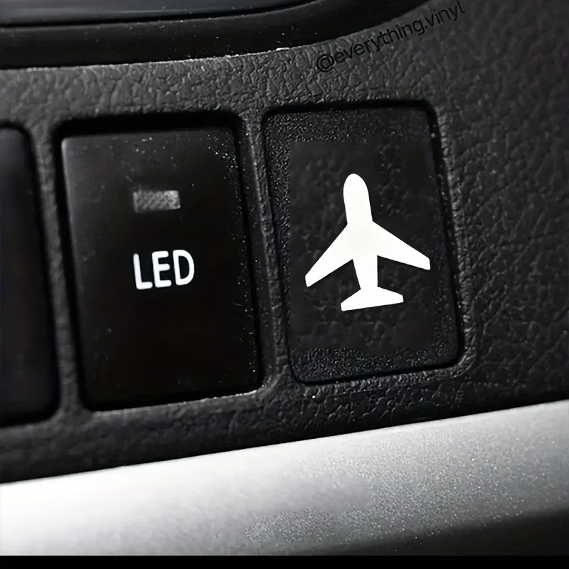 4pcs Airplane Symbol Vinyl Decals Waterproof Stickers for Car Interior Buttons Dashboard Aviation Fans DIY Decor
