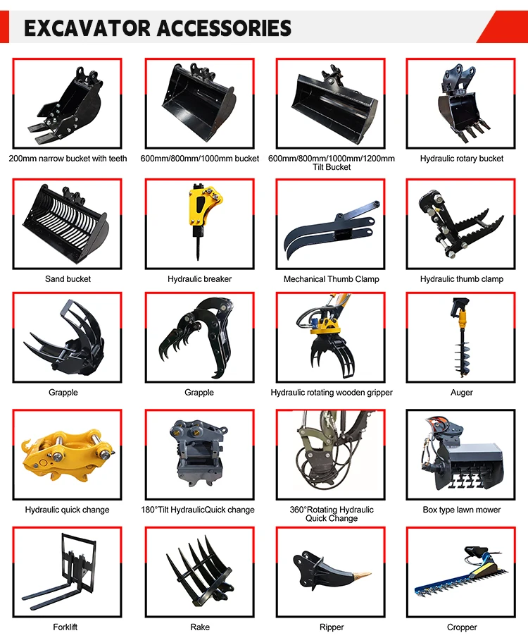 Fabrikverkauf 1-Tonnen-Minibagger mit Hydraulik, Dieselmotor, EPA-zertifiziert, Raupenbagger für Garten und Landwirtschaft, kleiner Bagger, Preis individuell anpassbar – Detail 10