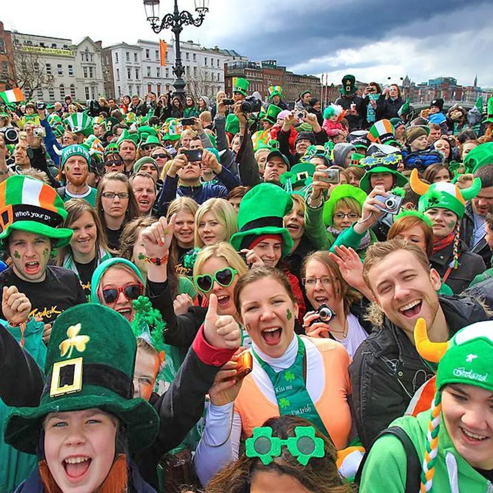 

6 шт. зеленых повязок на голову, декоративные украшения для волос на фестиваль, реквизит для фотосессии на День Святого Патрика, обручи для волос в форме клевера