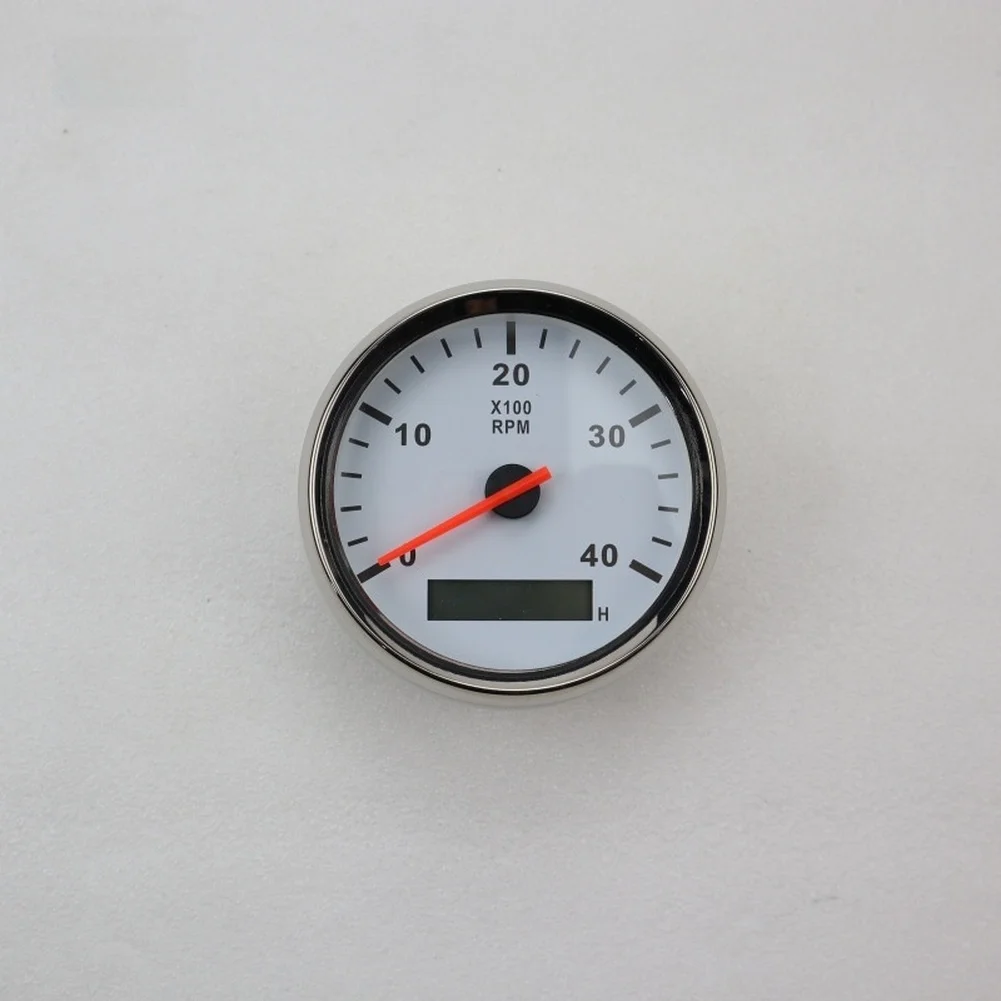 Marine Engine Monitor Analog Tachometer Gauge For Engine Monitoring 0-4000 RPM Range X100 Multiplier Clear Glass Panel