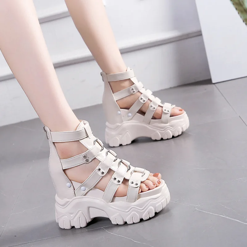 Women Summer Sandals Shoes Wedges Platform Sports Style Casual Footwear Open Toe Back Zip Women Shoes Solid Colour Sandal Boots