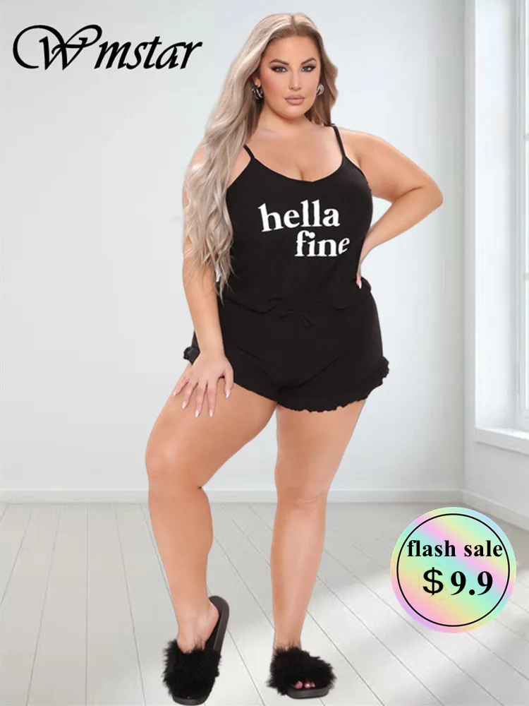 

Plus Size Women Clothing Two Piece Set Sexy Top Vest and Shorts Sets Summer Solid Stretch Matching Suit Wholesale Dropshipping