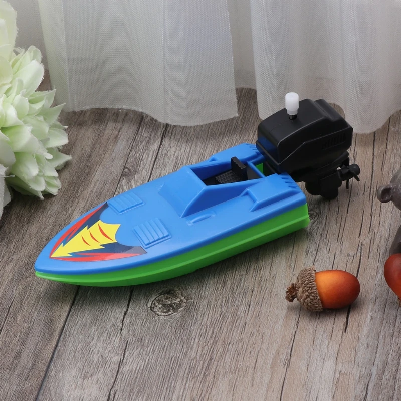 Wind-up Boat Clock Work Bath Toy Baby Winding Toy Educational Water Playing Pool Toy Yacht Shower for Infant for 3M/6M/1