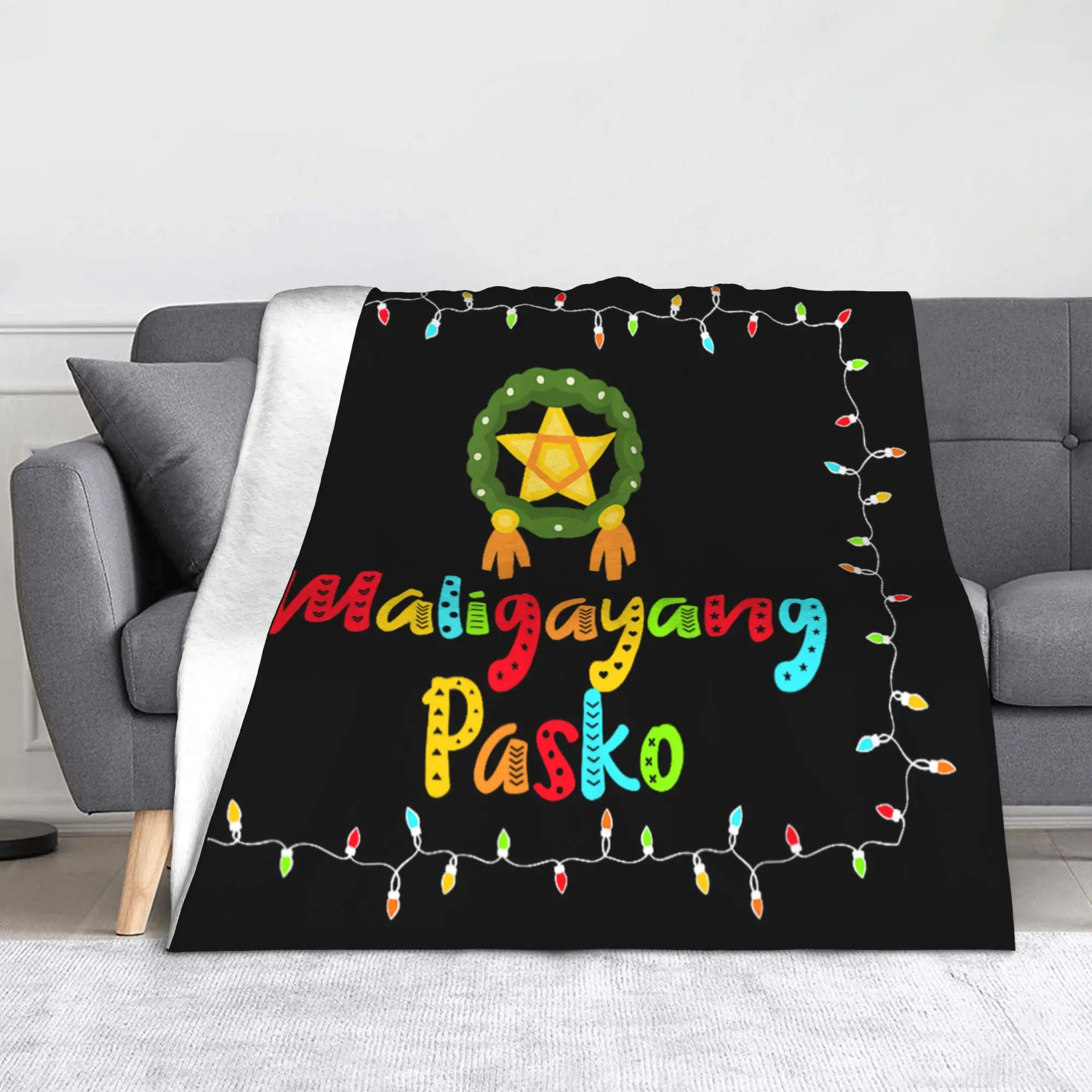 Philippines Christmas Parol Blankets Flannel Spring Autumn Maligayang Pasko Soft Throw Blankets for Bed Outdoor Bedspread