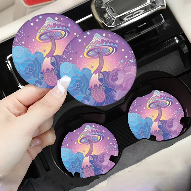 Fantasy Mushroom Starry Sky Car Coasters 2pcs 4pcs | Suitable For Most Cup Types Anti-Scalding, Anti-Slip And Anti-Fouling Car C