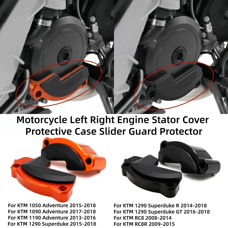 

Motorcycle Left Right Engine Stator Cover Protective Case Slider Guard Protector For KTM 1290 1190 1090 1050 RC8 R 2008-2018
