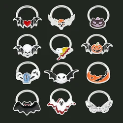 Halloween Gift Hinged Segment Nose Ring Women Ear Rings Nose Piercing Ghost Bat Ear Nose Septum Piercing Body Jewelry