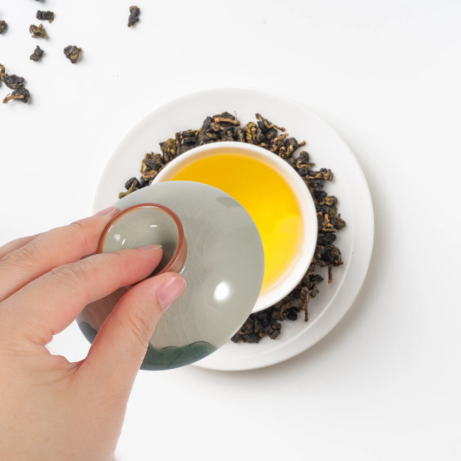 

Tea Bowl Ceramic Lid Round Smooth Edges Tea Cup Replacement Lid Teaware Cover Preserve Aroma and Flavor
