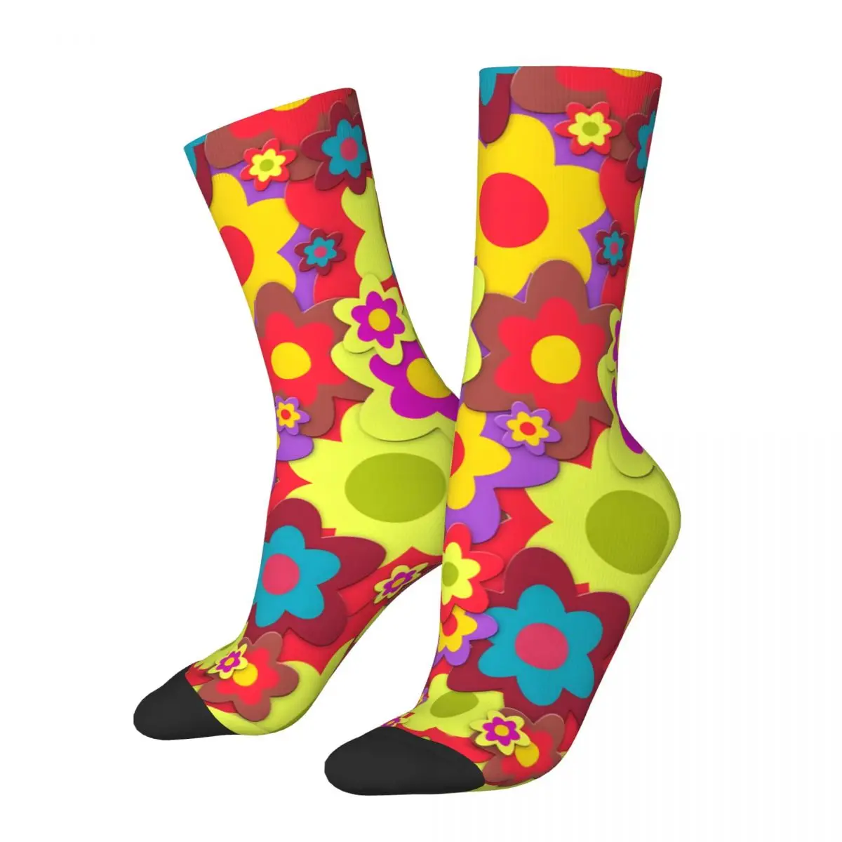 Vintage Flowers Color Men's compression Socks Unisex Harajuku Seamless Printed Novelty Crew Sock