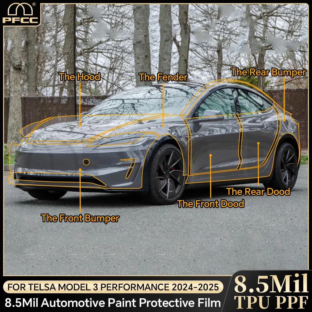 

For Tesla Model 3 Highland Performance 2024-2026 9Mil TPU Pre-Cut Clear PPF Car Body Paint Protection Film Anti-scratch Cover