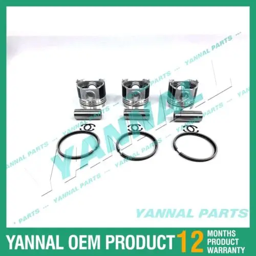 Quality Assured 3Pcs Piston With Piston Ring+0.5mm For Yanmar 3TNE74 (Flat Bottom) (oversize)