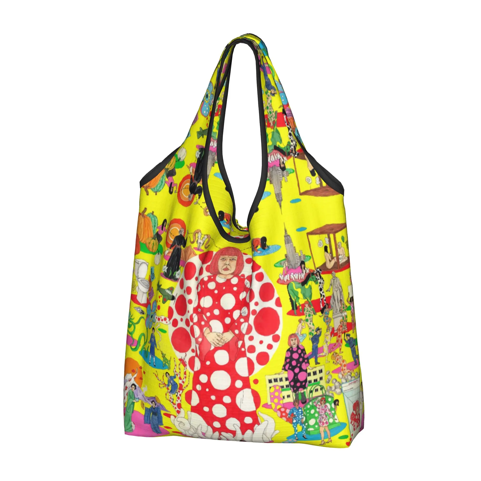 Funny Print The World of Yayoi Kusama Shopping Tote Bags Portable Shoulder Shopper  Handbag