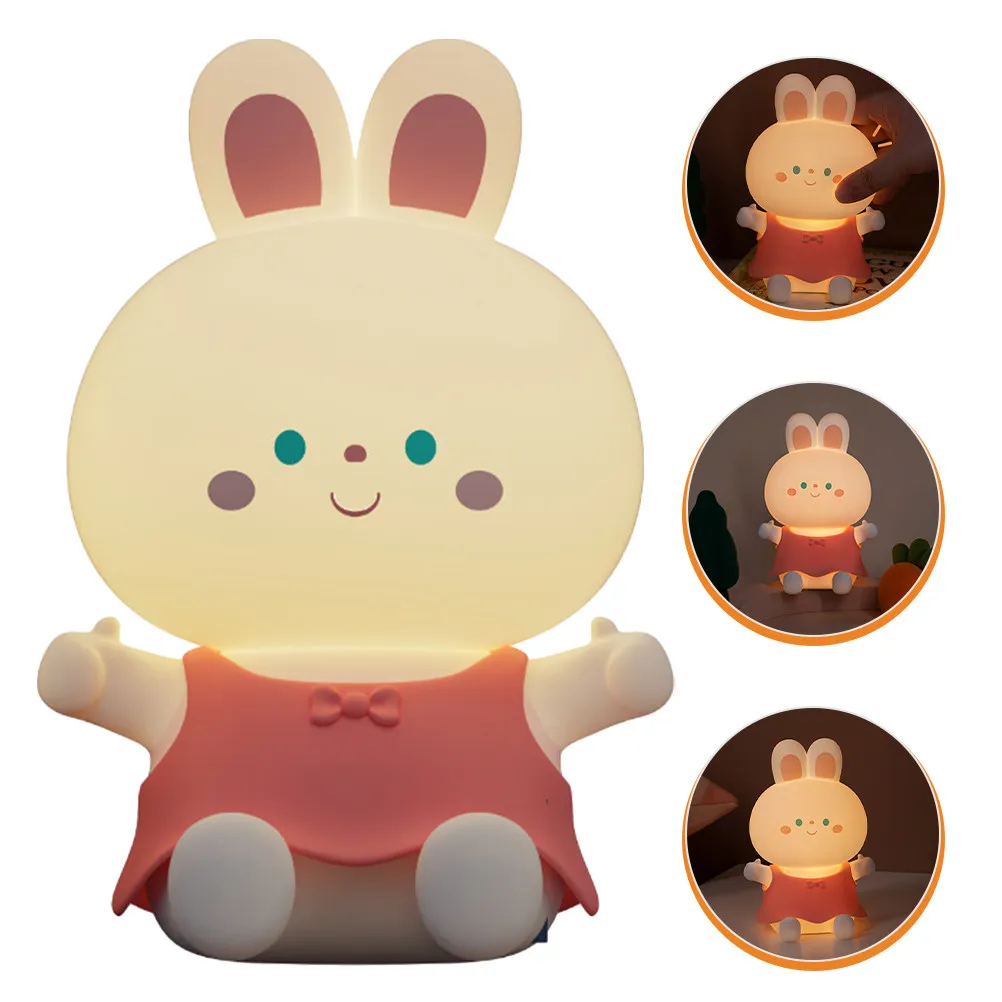 Rabbit Shape Night Light LED Bedside Lamp Nursery Nightlight Cartoon Bedroom Ambient Light Bedside Lamp