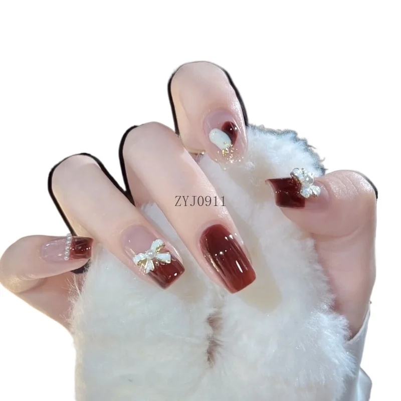 

Purely handmade phototherapy wearing nail pads, red small fragrant wind, reused nail patches