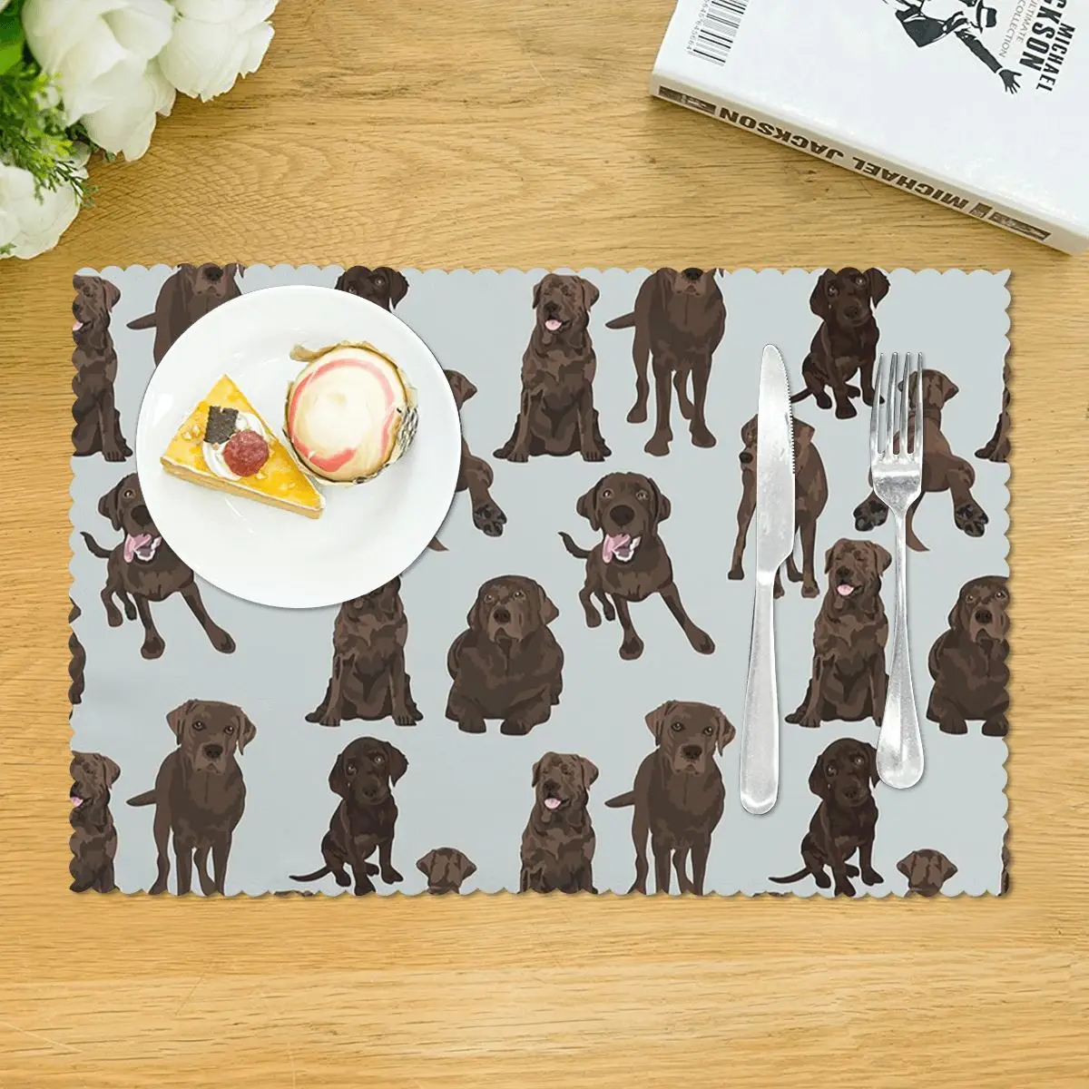 Chocolate Labrador Placemat Heat Resistant Plate Mat for Dining Table Bowl Coaster Home Decor Absorbent Mats