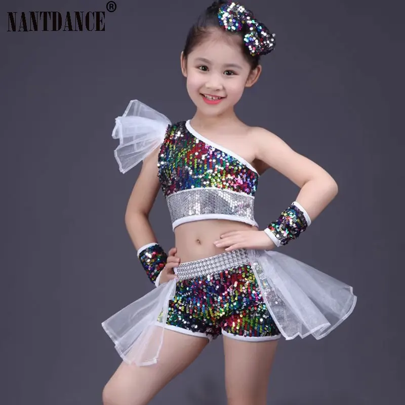Tanzkleidung Mädchen Jazz Dance Street Dance Performance Kostüme Kinder Modern Dance Modell Laufsteg Pailletten Kostüme Röcke