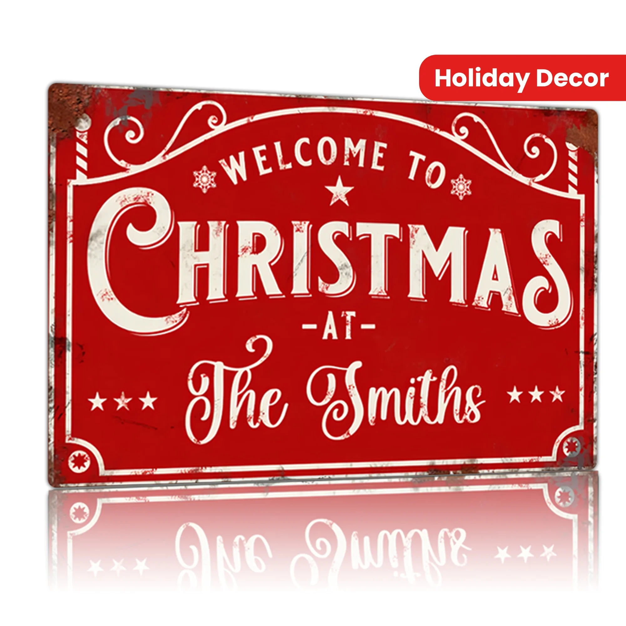 Personalized Christmas Metal Sign - Custom Text 