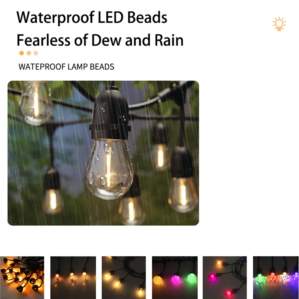 

Outdoor String Lights Shatterproof Waterproof Led Bulb Connectable Patry Patio Decor Light Terrace Pub Christmas Decoration
