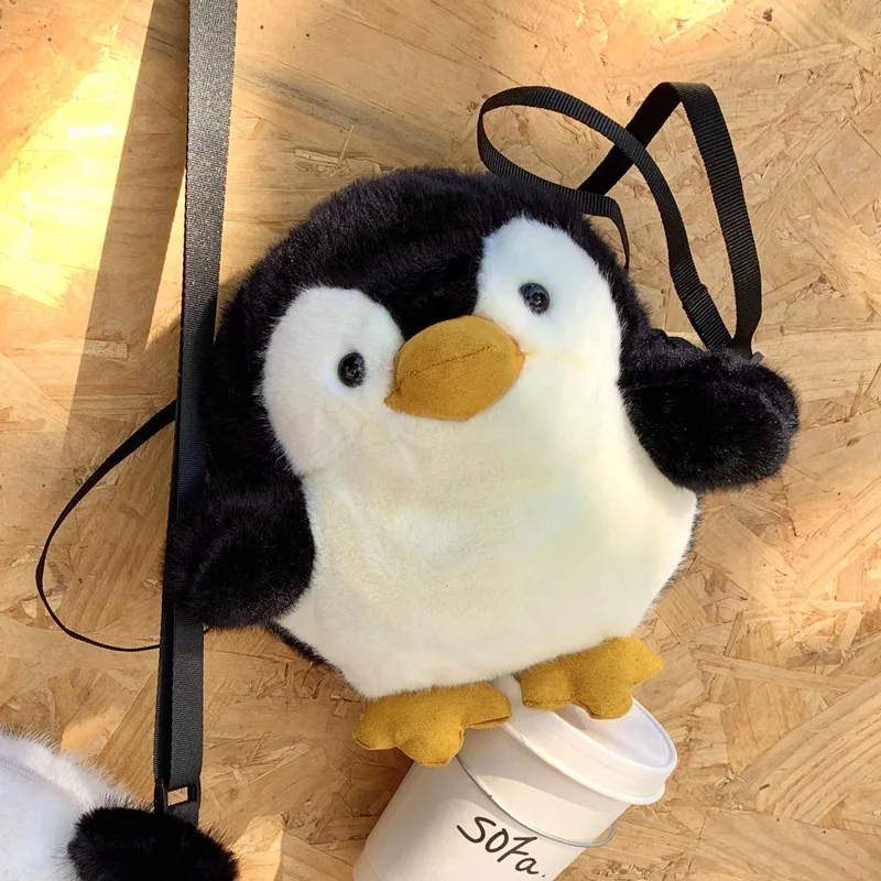 Nuevo bolso cruzado de pingüino de peluche de dibujos animados, muñeca de juguete, lindo pingüino Animal, monedero de peluche, mochila de viaje, regalo para niños