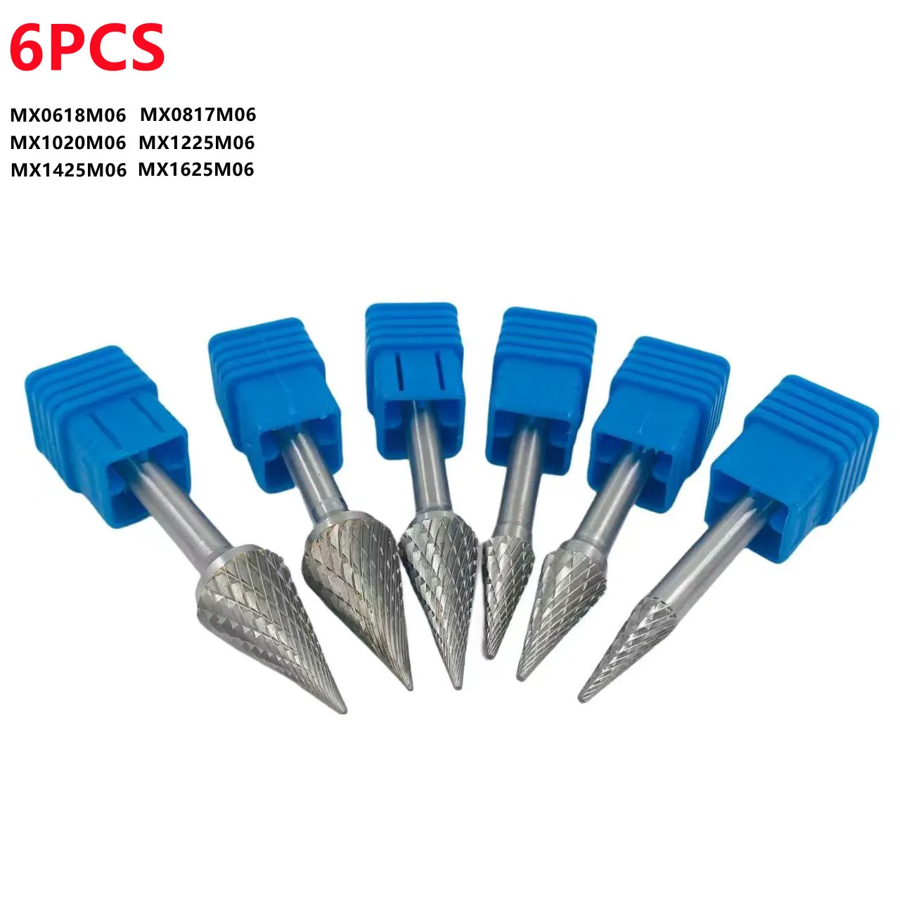 

6PCS MX alloy rotary file conical double threaded tungsten steel grinding head metal wire electric milling cutter