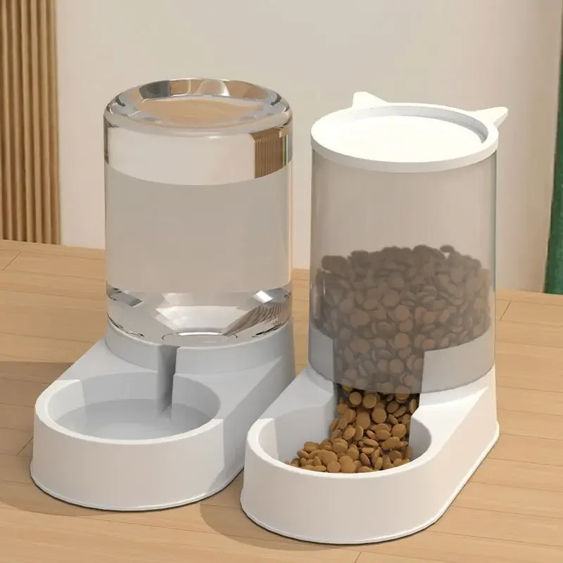 Dog Feeder Cat Automatic Feeding Water Bowl Transparent Pet Food Storage Dispenser Container Puppy Kitten Accessories