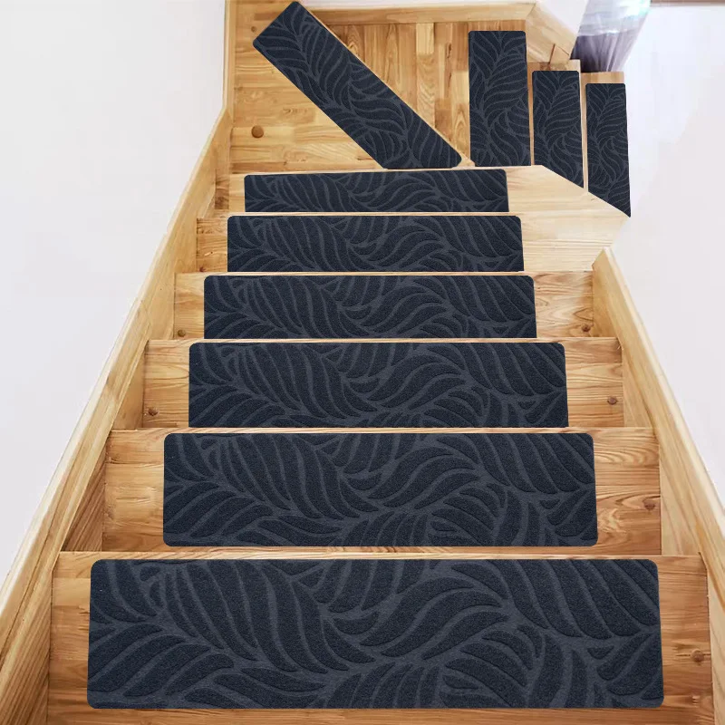 

10Pcs Stair Treads Self-adhesive Staircase Anti-Slip Mat 76x21cm Stair Carpet Treads Soft Fabric Noiseproof Stair Mats Machine W