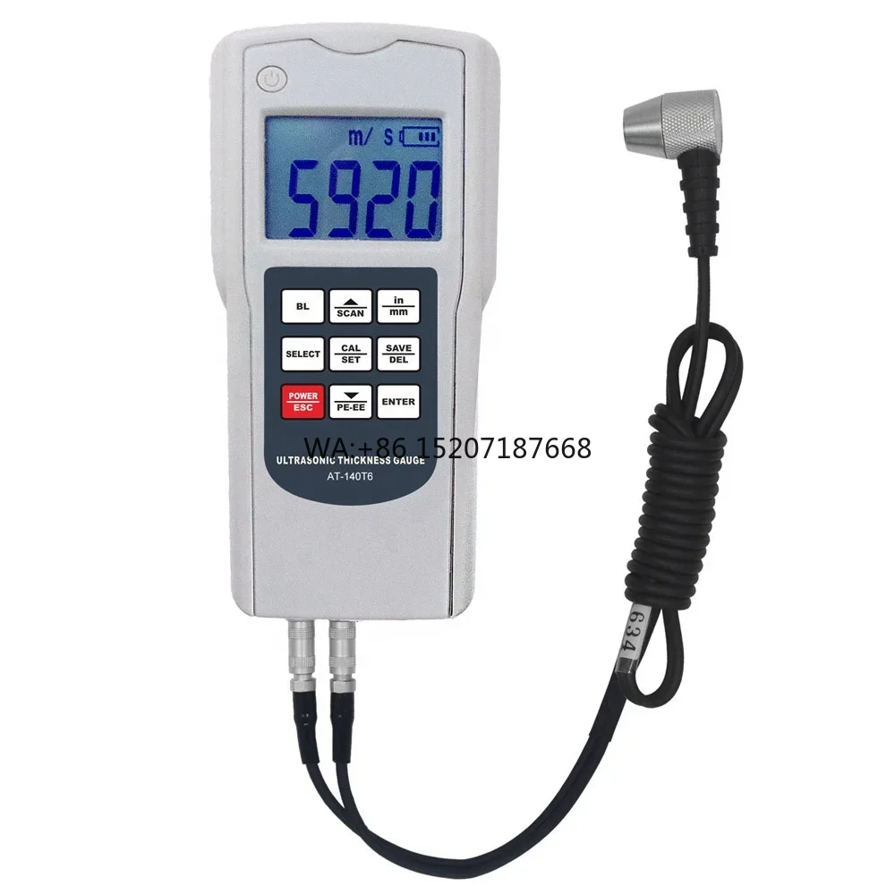

AT-140T6 LCD with Backlight Digital Ultrasonic Thickness Gauge Range 0.65mm~600mm Thickness Measurement