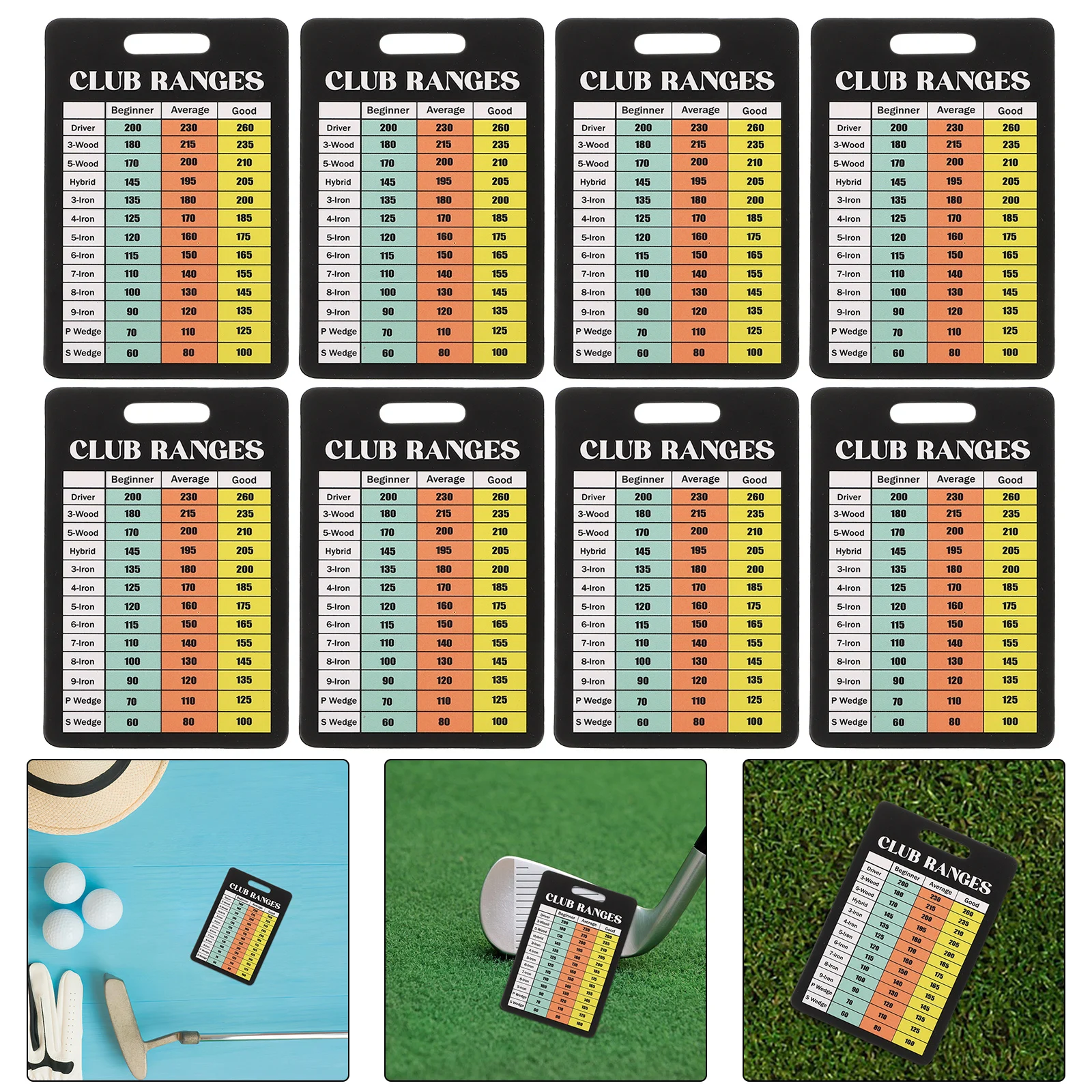 

10pcs Golf Scorecards Golf Club Range Chart Card Golfers Quick Reference Distance Card Golfing Guide Card Golf Game Scorecards