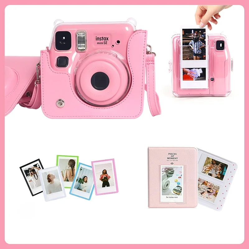 

Новый дорожный защитный чехол Fujifilm Instax mini SE из искусственной кожи + 64 Dessert Time Pink + магнитная сумка для фотосъемки, комплект аксессуаров для камеры